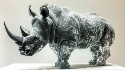 Rhinoceros sculpture detailed textured art