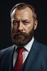 arafed man with a beard and a red tie