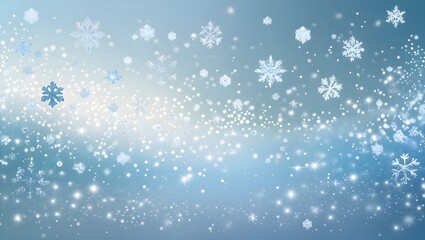 Fototapeta premium A cool, icy-blue frosty background with snowflakes and glowing particles.