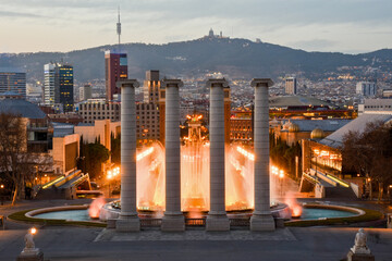 barcelona city at night, spain