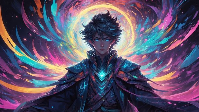 Digital anime painting of a mysterious drifter with otherworldly aura