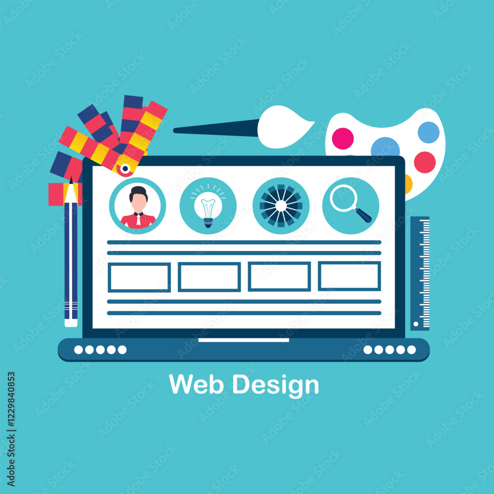 Poster web design concept interface elements