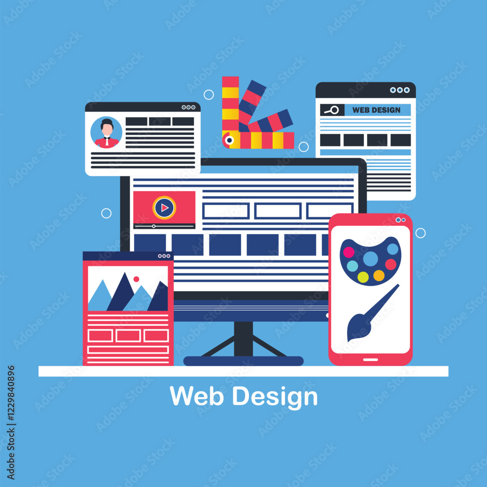 Poster web design concept interface elements