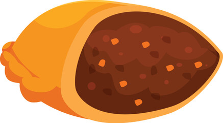 Close up of a freshly baked cornish pasty revealing its savory, meaty filling
