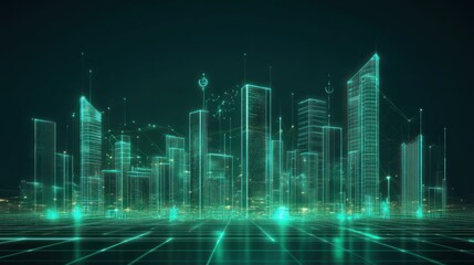 Futuristic Cityscape: A Digital Metropolis at Night