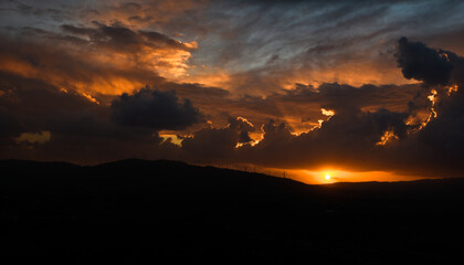 sunset over the mountains at hatay