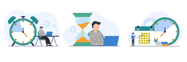 business time management deadline concept planner vector illustration banner clipart planning