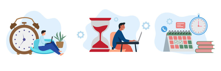 business time management deadline concept planner vector illustration banner clipart planning