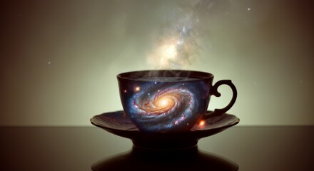 Galactic swirl in a coffee cup: cosmic fusion of astronomy and hot beverage art