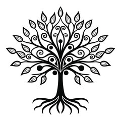 Obraz premium Tree line art vector icon silhouette