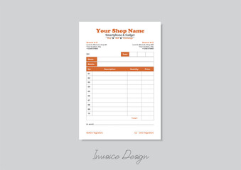 Modern minimalist and simple invoice design template.