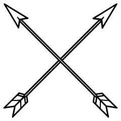 Elegant Arrow Cross Line Art Vector