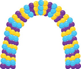 Vibrant balloon arch forming an inviting entrance, perfect for parties, celebrations, and festive occasions