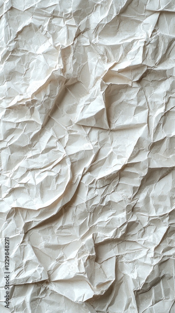 Poster textured surface of crumpled cream paper with soft shadows creates a feeling of depth and warmth, in