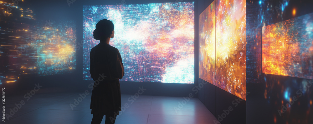 Poster explore the immersive digital interface showcasing advanced ai capabilities and vibrant visualizatio