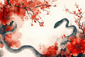 Beautiful Chinese Watercolor Dragon Theme for the New Year Celebration
