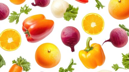 Vibrant Fruit and Vegetable Seamless Pattern Design