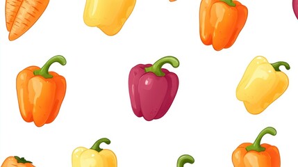 Vibrant Fruit and Vegetable Seamless Pattern Design