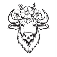 Fototapeta premium Floral Crowned Bull
