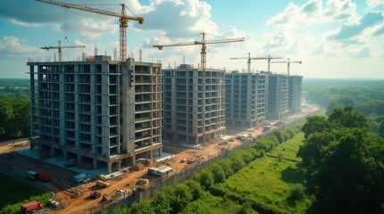 Construction site reveals vibrant growth in a stunning timelapse with a gradual zoom