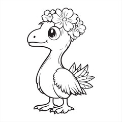 Cute Baby Dino with Flower Crown