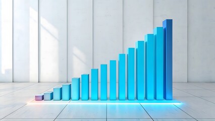 3D Bar Graph with Gradient Colors on Modern Minimalist Background