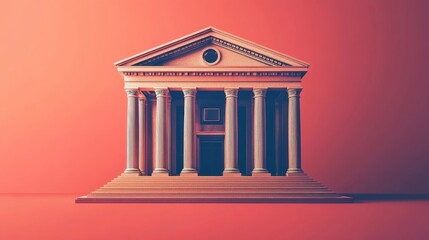 Obraz premium Classic Architecture Model on Coral Background 
