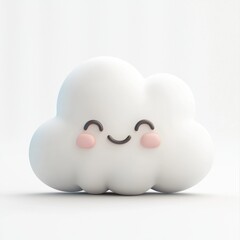 cartoonish white cloud with rounded edges and a cheerful appearance, centered on a bright white background