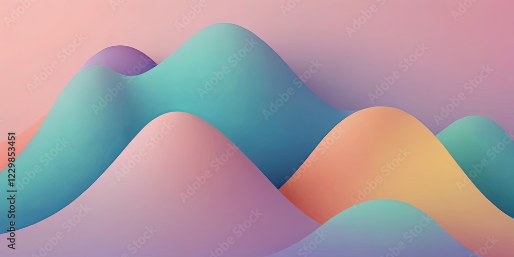 Poster a colorful mountain range with a pink background