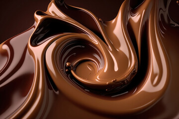 Creative chocolate background, liquid chocolate texture. Generative AI