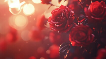 A close-up of red roses with a soft-focus background for a romantic Valentine vibe