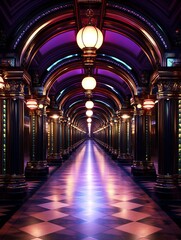 Gothic Urban Vibes Mysterious Gothic Subway Tunnel with Vibrant Lights
