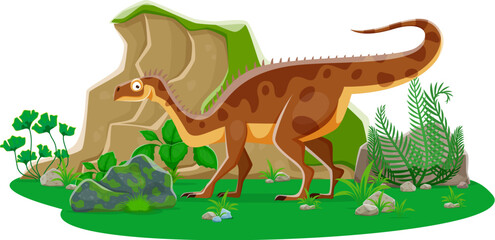 Prehistoric Plateosaurus dinosaur cute character. Extinct lizard, paleontology dinosaur or Jurassic era reptile comical cartoon vector mascot. Prehistoric animal childish personage or funny character