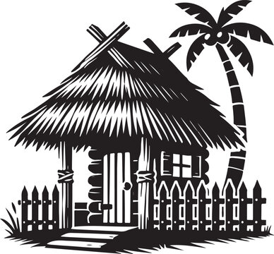 Hut icon silhouette vector with white background