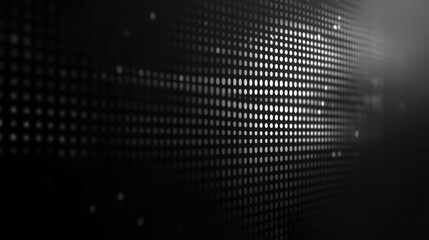Obraz premium Abstract grayscale LED screen background with glowing dots and light effects.