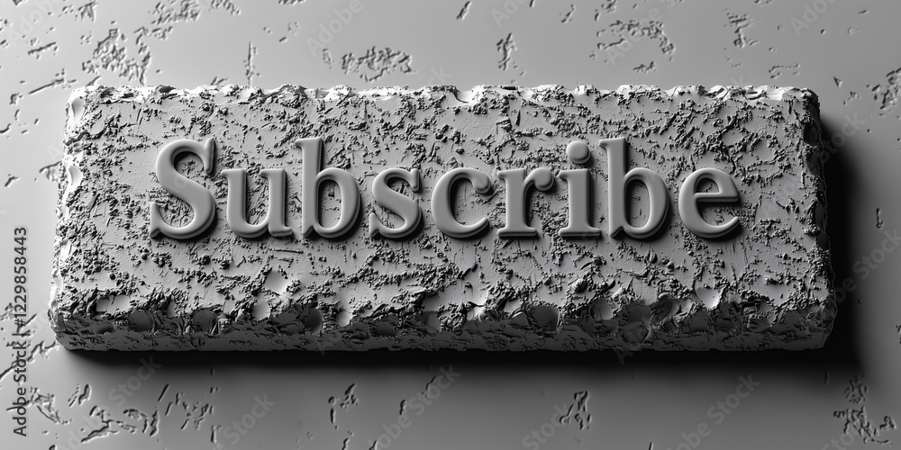 Poster rough textured subscribe button in monochrome gray design