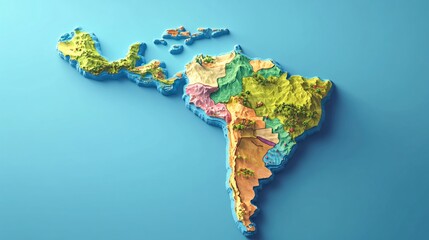 Latin America Map Icon on Blue Background - Geographical Location Graphic Illustration