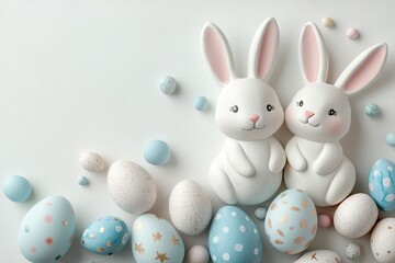 Charming Pastel Easter Bunny and Egg Decoration for Festive Holiday Celebrations