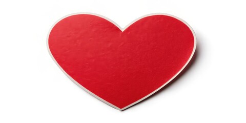 Red heart shape sticker isolated on a white background