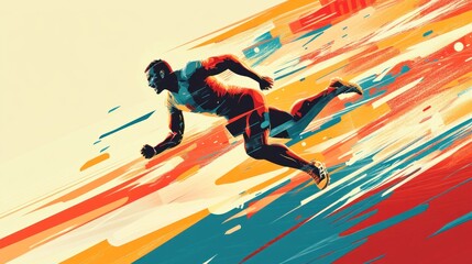 A dynamic illustration of a runner in motion, showcasing speed and energy through vibrant colors.