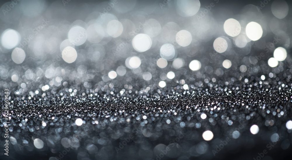 Poster Shimmering Silver Glitter Background with Soft Bokeh Effect Creating a Dreamy and Elegant Atmosphere Ideal for Celebratory Occasions and Artistic Projects