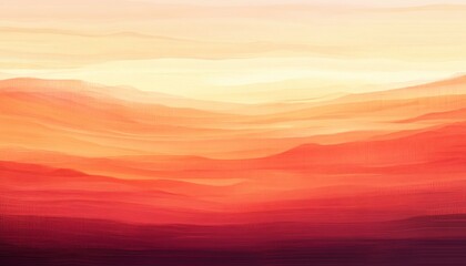 Obraz premium Abstract sunset landscape with warm orange and red hues, layered brushstrokes.