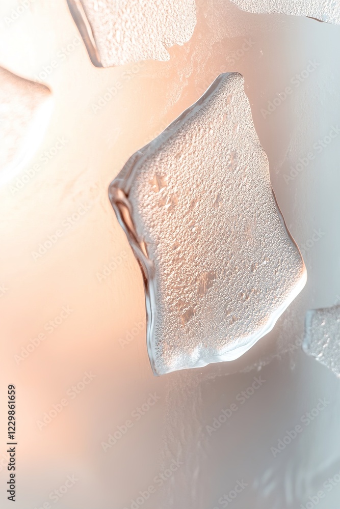 Poster warm light emanates from behind frosted glass, illuminating its surface and generating a soft halo e