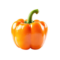 Fresh Orange Bell Pepper with Glossy Surface and Peduncle