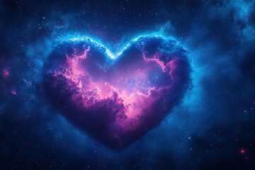 Heart-shaped nebula formation space digital cosmic environment aesthetic viewpoint