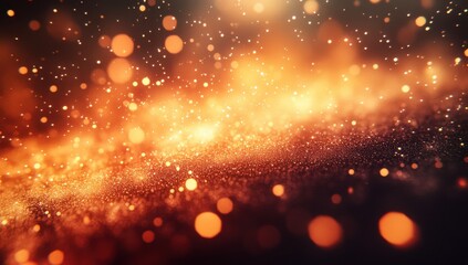 Obraz premium Soft Glow of Glittering Particles in a Warm Orange and Gold Hue Creating a Dreamy Background for Abstract Designs and Artistic Projects