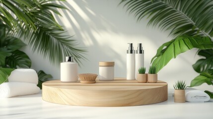 Obraz premium Minimalist Bathroom Still Life with Tropical Plants
