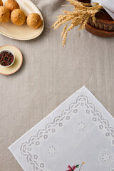 Rustic Charm Linen and Lace Composition in Soft Light