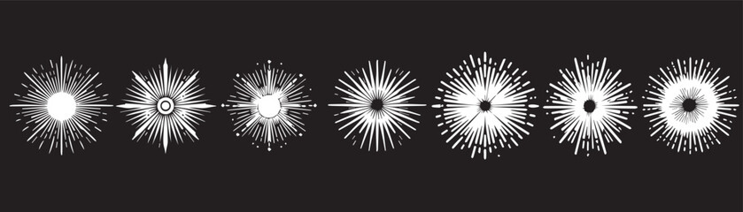 Obraz premium set of sunburst background. sun beam background collection vector. silhouette Vector illustration