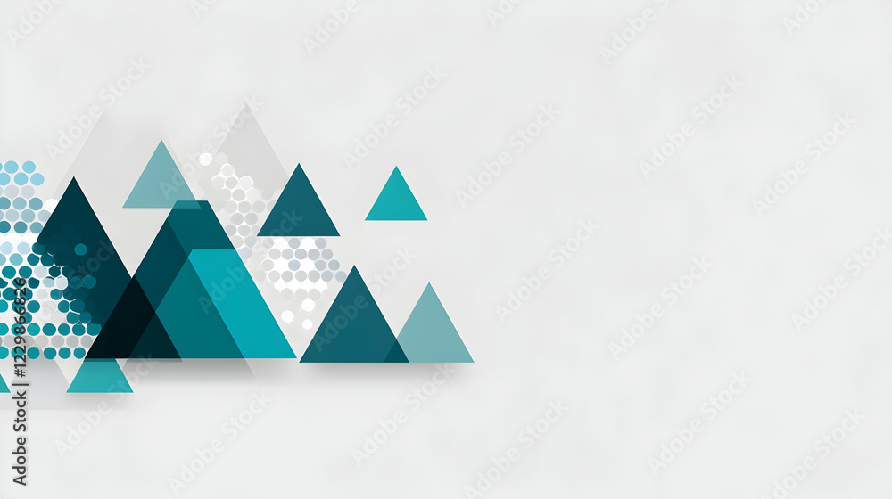 Poster abstract geometric background with teal and gray triangles on a textured surface. ideal for presenta